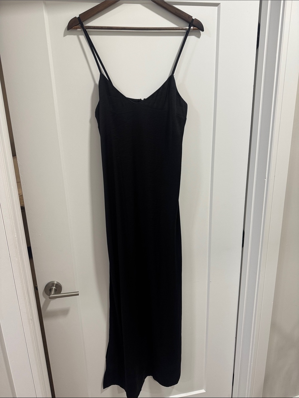 NWT Never Worn Black Dress with Classy Slit - silk like material